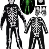 Kids Boys Halloween Skeleton Costume Glowing in The Dark with Mask Gloves Fancy Dress Outfit Green 4-12 Years
