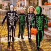 Kids Boys Halloween Skeleton Costume Glowing in The Dark with Mask Gloves Fancy Dress Outfit Green 4-12 Years