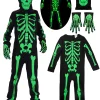 Kids Boys Halloween Skeleton Costume Glowing in The Dark with Mask Gloves Fancy Dress Outfit Green 4-12 Years