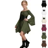 Kids Off the Shoulder Pirate Dresses with Sash Two Piece Set Pirate Costume Halloween Cosplay Halloween Costume Kids Siz