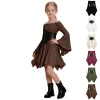 Kids Off the Shoulder Pirate Dresses with Sash Two Piece Set Pirate Costume Halloween Cosplay Halloween Costume Kids Siz