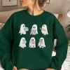 KimSoong Halloween Sweatshirts for Women Ghost Reading Books Sweater Cute Spooky Bookish Shirt Fall Pullover Tops