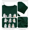 KimSoong Halloween Sweatshirts for Women Ghost Reading Books Sweater Cute Spooky Bookish Shirt Fall Pullover Tops