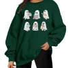 KimSoong Halloween Sweatshirts for Women Ghost Reading Books Sweater Cute Spooky Bookish Shirt Fall Pullover Tops