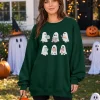 KimSoong Halloween Sweatshirts for Women Ghost Reading Books Sweater Cute Spooky Bookish Shirt Fall Pullover Tops