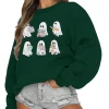 KimSoong Halloween Sweatshirts for Women Ghost Reading Books Sweater Cute Spooky Bookish Shirt Fall Pullover Tops