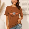 KimSoong Women Halloween Shirt Plaid Pumpkins Graphic Crew Neck Short Sleeve T-Shirts Tops