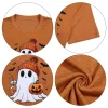 KimSoong Women Halloween T-Shirt Cute Ghost Fall Pumpkin Graphic Shirt Coffee Lover Tees Short Sleeve Tops