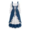 Kinrui Renaissance Costume Women Vintage Medieval Victorian Dress Tie Knot Corset Ren Faire Maid Fairy Cosplay Princess