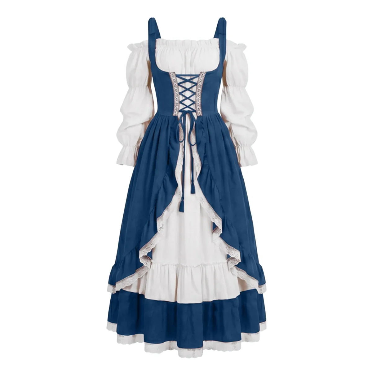 Kinrui Renaissance Costume Women Vintage Medieval Victorian Dress Tie Knot Corset Ren Faire Maid Fairy Cosplay Princess