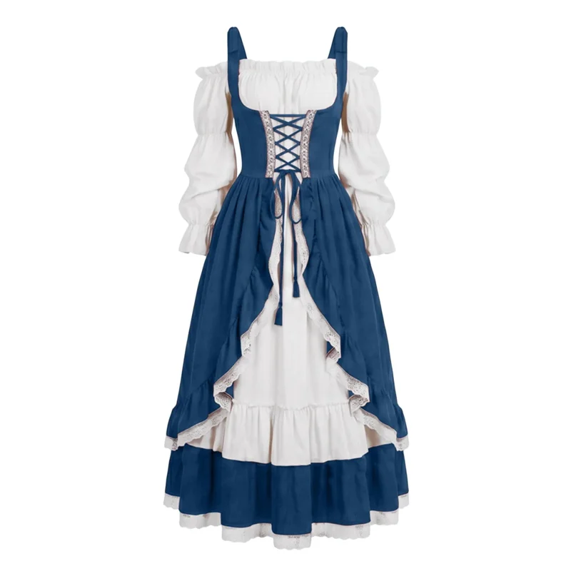 Kinrui Renaissance Costume Women Vintage Medieval Victorian Dress Tie Knot Corset Ren Faire Maid Fairy Cosplay Princess