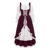 Kinrui Renaissance Costume Women Vintage Medieval Victorian Dress Tie Knot Corset Ren Faire Maid Fairy Cosplay Princess