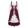 Kinrui Renaissance Costume Women Vintage Medieval Victorian Dress Tie Knot Corset Ren Faire Maid Fairy Cosplay Princess