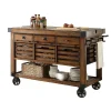 Kitchen Cart Rolling Island With 3 Storage Drawers - Distressed Chestnut