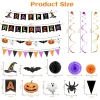 KORALAKIRI Halloween Party Decorations Happy Halloween Banner Honeycomb Balls Paper Fans Hanging Swirls Triangle Garland