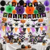 KORALAKIRI Halloween Party Decorations Happy Halloween Banner Honeycomb Balls Paper Fans Hanging Swirls Triangle Garland
