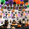 KORALAKIRI Halloween Party Decorations Happy Halloween Banner Honeycomb Balls Paper Fans Hanging Swirls Triangle Garland