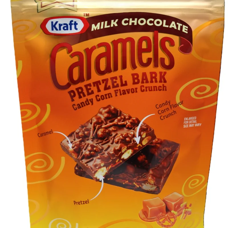 KRAFT CARAMELS Candy Corn Pretzel Bark, Milk Chocolate, 4.2 oz Bag