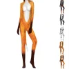 Krdevn Men 3D Animal Cosplay Bodysuit, Full‑Body Stretch Jumpsuit Costume with Tail for Halloween