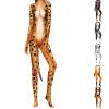 Krdevn Men 3D Animal Cosplay Bodysuit, Full‑Body Stretch Jumpsuit Costume with Tail for Halloween