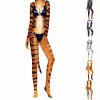 Krdevn Men 3D Animal Cosplay Bodysuit, Full‑Body Stretch Jumpsuit Costume with Tail for Halloween