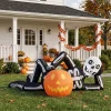 Ktaxon 7' Halloween Inflatables Skeleton Outdoor Halloween Decoration Reclining Skeleton with Pumpkin,Built-In LED Light
