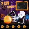 Ktaxon 7' Halloween Inflatables Skeleton Outdoor Halloween Decoration Reclining Skeleton with Pumpkin,Built-In LED Light