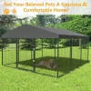 Kullavik Extra-Large Outdoor Dog Kennel, 118 in x 118 in, Heavy-Duty Metal/Steel Enclosure With Waterproof Roof - Black