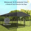 Kullavik Extra-Large Outdoor Dog Kennel, 118 in x 118 in, Heavy-Duty Metal/Steel Enclosure With Waterproof Roof - Black