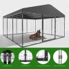 Kullavik Extra-Large Outdoor Dog Kennel, 118 in x 118 in, Heavy-Duty Metal/Steel Enclosure With Waterproof Roof - Black
