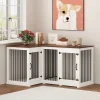 L Shape Corner Dog Crate Furniture For 2 Dogs, 58.7X41.1