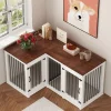 L Shape Corner Dog Crate Furniture For 2 Dogs, 58.7X41.1