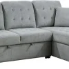 L-Shaped Sleeper Sectional Sofa With Right-Side Storage Chaise And Pull-Out Bed - Gray Fabric