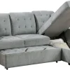 L-Shaped Sleeper Sectional Sofa With Right-Side Storage Chaise And Pull-Out Bed - Gray Fabric