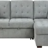 L-Shaped Sleeper Sectional Sofa With Right-Side Storage Chaise And Pull-Out Bed - Gray Fabric