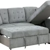 L-Shaped Sleeper Sectional Sofa With Right-Side Storage Chaise And Pull-Out Bed - Gray Fabric