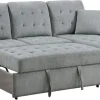 L-Shaped Sleeper Sectional Sofa With Right-Side Storage Chaise And Pull-Out Bed - Gray Fabric