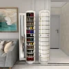 Large-Capacity Multi-Layer Rotating Disinfection Shoe Cabinet With Mirror And Deodorizer - Sizes 66-5 Or 77-6
