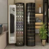 Large-Capacity Multi-Layer Rotating Disinfection Shoe Cabinet With Mirror And Deodorizer - Sizes 66-5 Or 77-6
