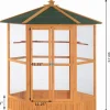 Large Wooden Hexagonal Outdoor Aviary Flight Bird Cage With Covered Roof