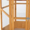 Large Wooden Hexagonal Outdoor Aviary Flight Bird Cage With Covered Roof