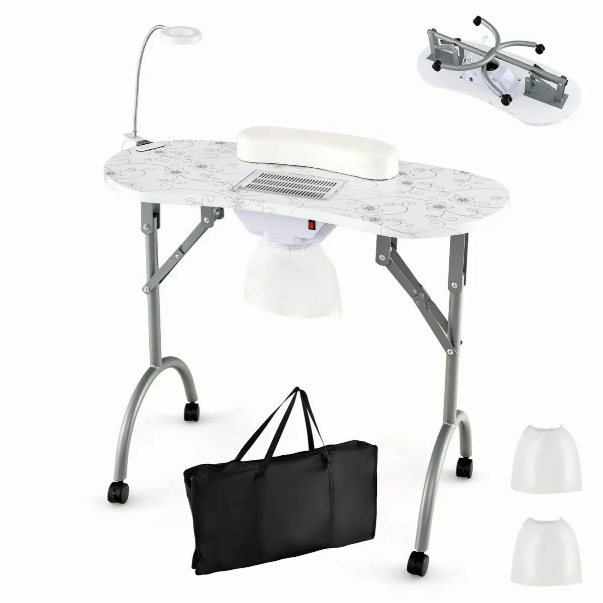 LDAILY Portable Nail Table With Electric Dust Collector
