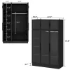 LED-Lit Glass Armoire 47.2in Wide Wardrobe With Full-Glass Doors