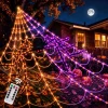 Leyaron Halloween Decorations Outdoor, 350 LED Halloween Spider Web String Lights with 79" Lighted Spider for Outdoor Ga