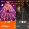 Leyaron Halloween Decorations Outdoor, 350 LED Halloween Spider Web String Lights with 79" Lighted Spider for Outdoor Ga
