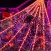 Leyaron Halloween Decorations Outdoor, 350 LED Halloween Spider Web String Lights with 79" Lighted Spider for Outdoor Ga