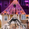Leyaron Halloween Decorations Outdoor, 350 LED Halloween Spider Web String Lights with 79" Lighted Spider for Outdoor Ga