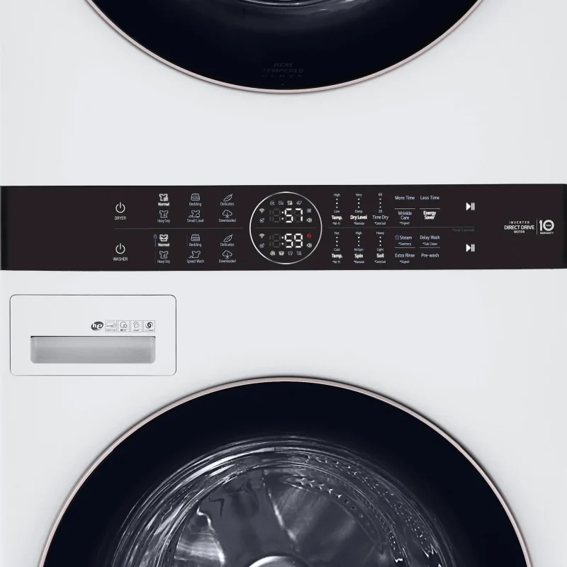 LG WashTower Center Control 4.5 Cu. Ft. Washer And 7.4 Cu. Ft. Electric Dryer - White