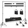 Lidlife Adjustable Photography Backdrop Stand Kit, 6.5 x 10ft - With 4 Spring Clamps, Sand Bag And Carry Bag