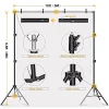 Lidlife Adjustable Photography Backdrop Stand Kit, 6.5 x 10ft - With 4 Spring Clamps, Sand Bag And Carry Bag